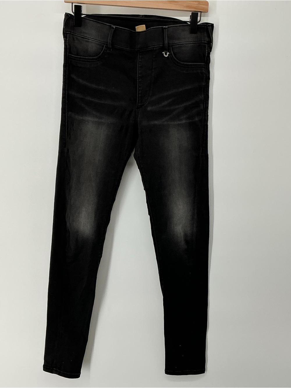 True Religion Pull-On Skinny Jeans Black Faded Stretch Pants Vintage